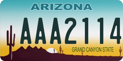 AZ license plate AAA2114