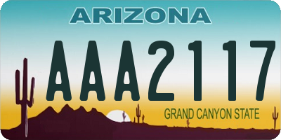 AZ license plate AAA2117