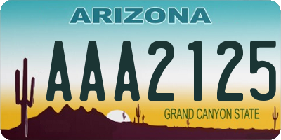 AZ license plate AAA2125