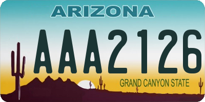 AZ license plate AAA2126