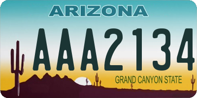 AZ license plate AAA2134