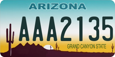 AZ license plate AAA2135