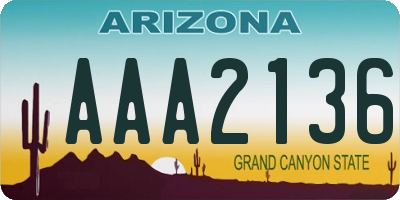 AZ license plate AAA2136