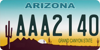 AZ license plate AAA2140