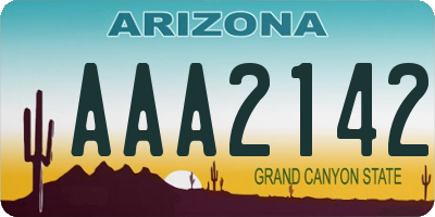 AZ license plate AAA2142