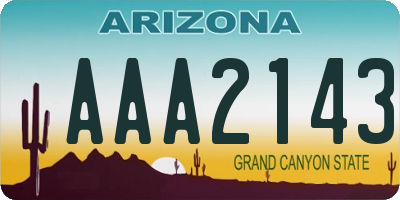 AZ license plate AAA2143