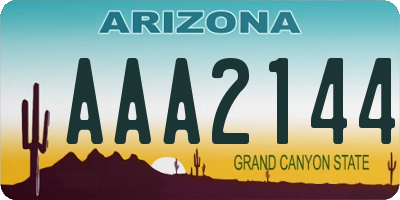 AZ license plate AAA2144