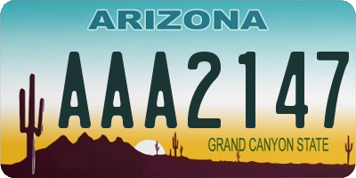 AZ license plate AAA2147