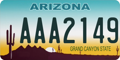 AZ license plate AAA2149