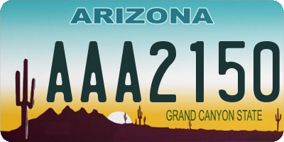 AZ license plate AAA2150