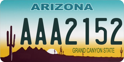 AZ license plate AAA2152