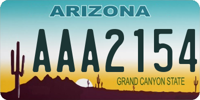 AZ license plate AAA2154