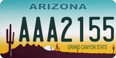 AZ license plate AAA2155