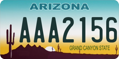 AZ license plate AAA2156