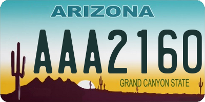 AZ license plate AAA2160