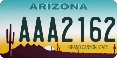 AZ license plate AAA2162