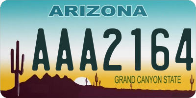 AZ license plate AAA2164