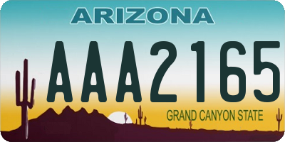 AZ license plate AAA2165