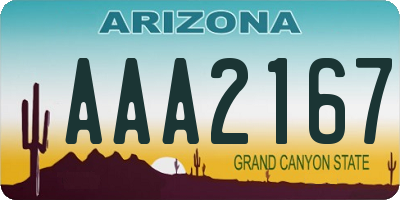 AZ license plate AAA2167