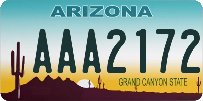 AZ license plate AAA2172