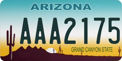 AZ license plate AAA2175