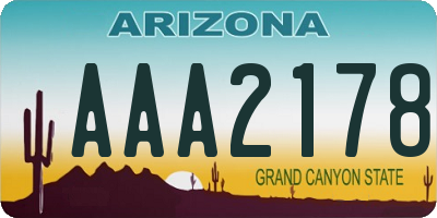 AZ license plate AAA2178