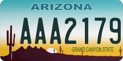 AZ license plate AAA2179