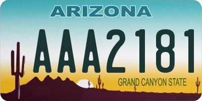 AZ license plate AAA2181