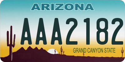 AZ license plate AAA2182