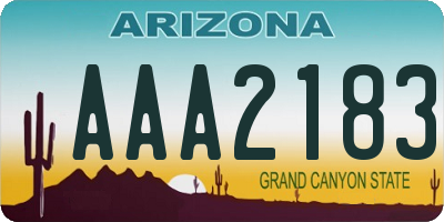 AZ license plate AAA2183