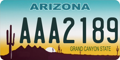 AZ license plate AAA2189