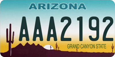 AZ license plate AAA2192