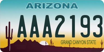 AZ license plate AAA2193