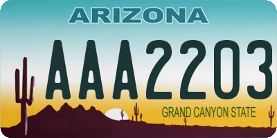 AZ license plate AAA2203