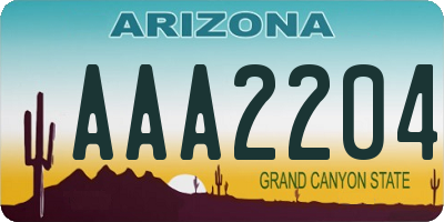 AZ license plate AAA2204