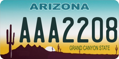 AZ license plate AAA2208