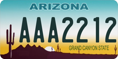 AZ license plate AAA2212