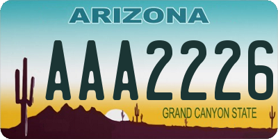 AZ license plate AAA2226