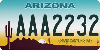 AZ license plate AAA2232