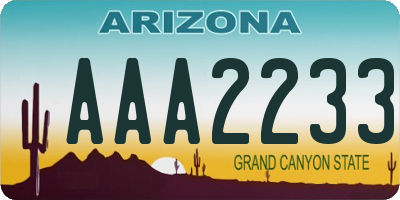 AZ license plate AAA2233