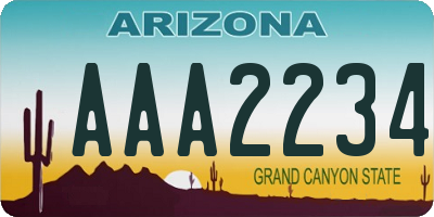 AZ license plate AAA2234