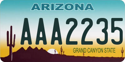 AZ license plate AAA2235