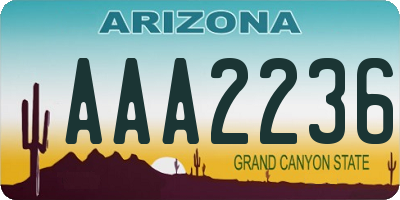 AZ license plate AAA2236