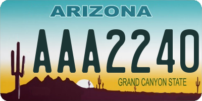 AZ license plate AAA2240