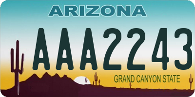 AZ license plate AAA2243