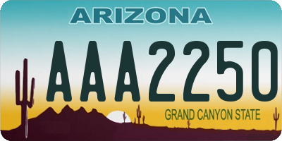 AZ license plate AAA2250