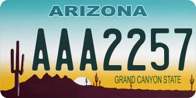 AZ license plate AAA2257