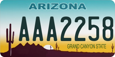 AZ license plate AAA2258