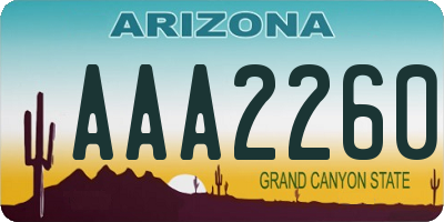 AZ license plate AAA2260