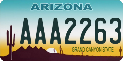 AZ license plate AAA2263